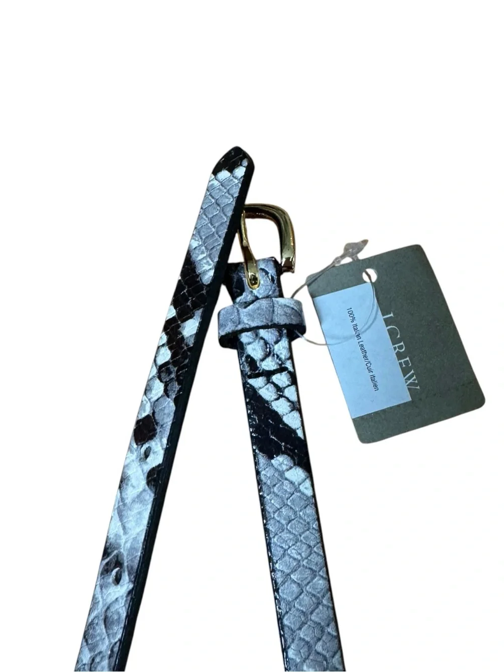 J.Crew Italian Leather Skinny Snake python Belt S NWT